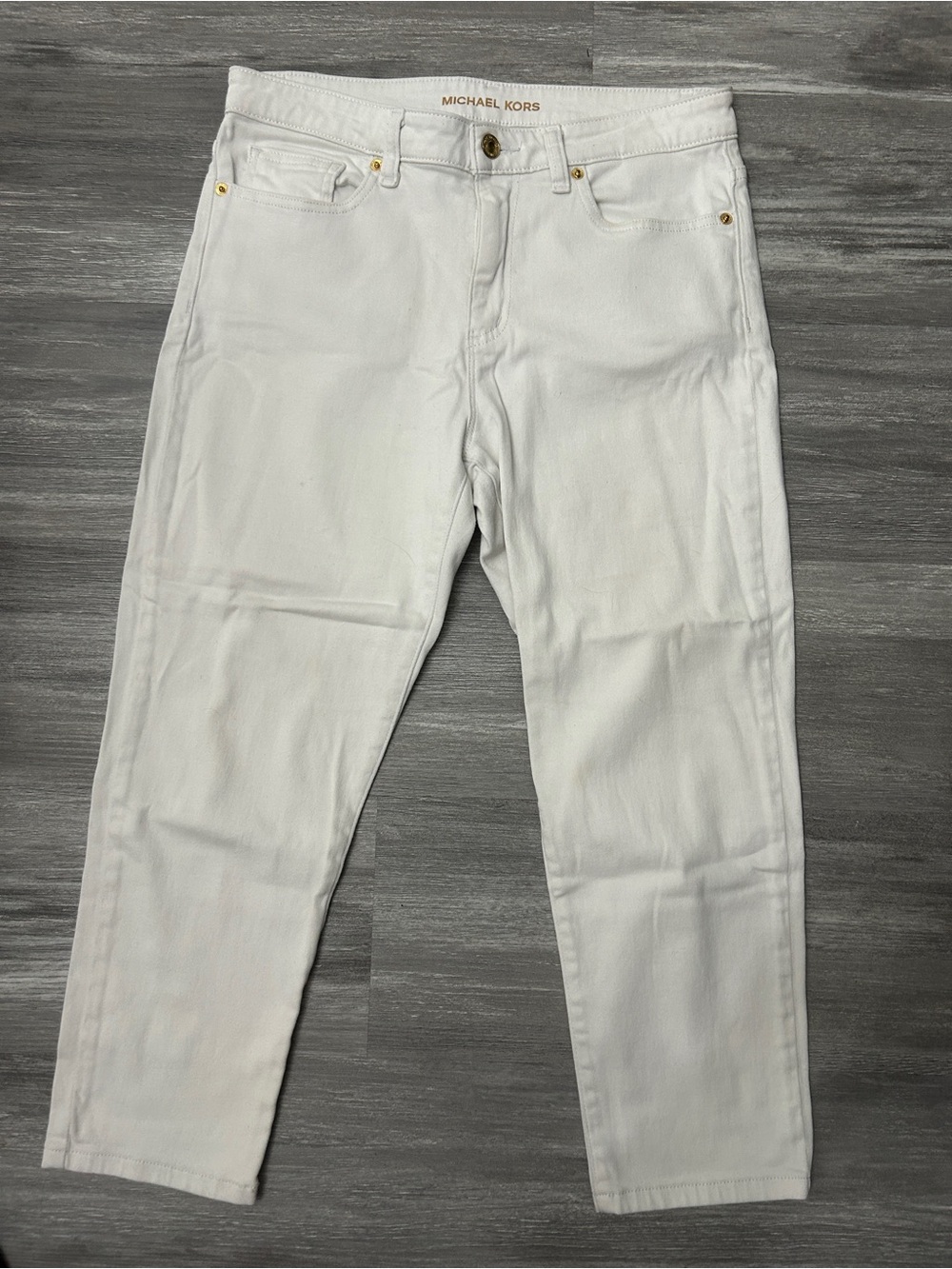 Women’s Michael Kors Izzy Cropped Skinny Jeans Size 8 White Stretch Denim